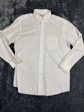 Cremeux Mens Classic White 100% Cotton Button-Down Shirt Size 17/34